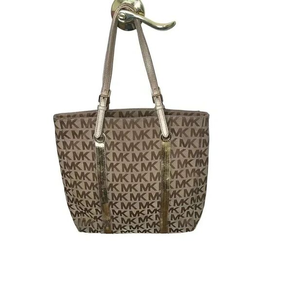 Michael Kors Monogram Sequin Brown/GoldTote - Picture 7 of 11